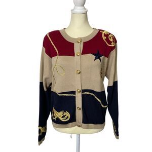 Vintage Pappagallo Button Front Cardigan Embroidered-Made In Hong Kong Women's S